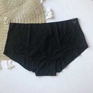 Victoria’s Secret PINK No Show Boyshort Panty Large Pure Black NEW